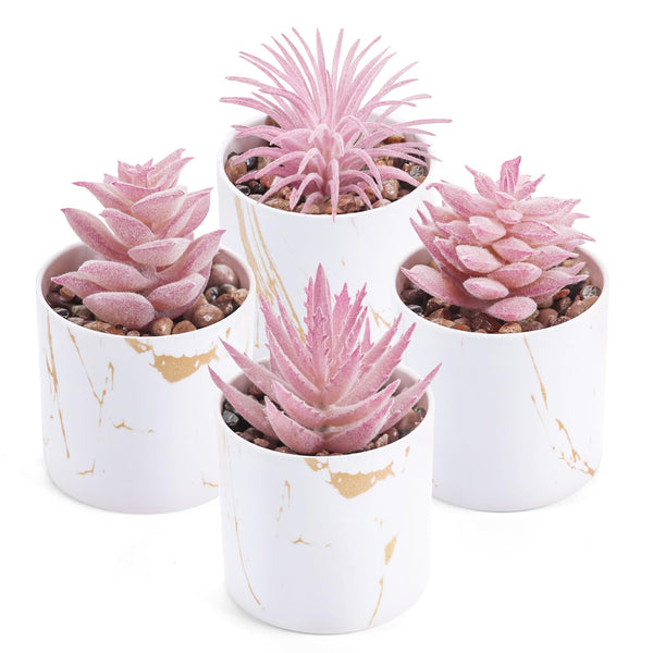 Miracliy 4 Packs Fake Plants Artificial Plants Indoor for Home Office Desk Accessories for Women