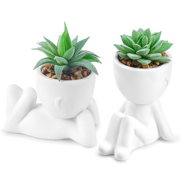 Miracliy 2 Pack Fake Plants Succulents Plants Artificial for Living Room Home Bathroom Office Decor