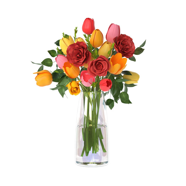 Miracliy Glass Flower Vase Iridescent Vase for Flowers Bouquet Decorative Vase for Home Decor, Centerpiece, Gift (4¡Á8.7 Inch, Iridescent)