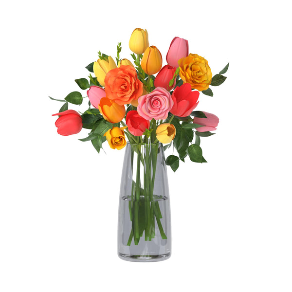 Miracliy Glass Flower Grey Clear Vase for Flowers Bouquet Decorative Vase for Home Decor, Centerpiece, Gift (4¡Á8.7 Inch, Grey)