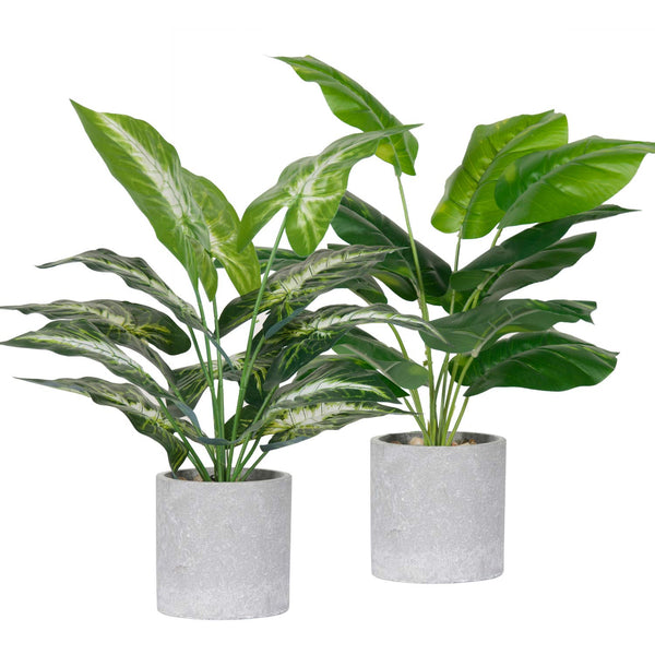 Miracliy 2 Pack Fake Plants Artificial Tropical Faux Plants Indoor for Office Desk Home Sage Green Decor