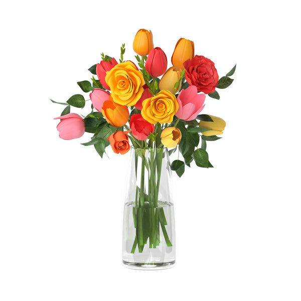 Miracliy Glass Flower Vase Clear Vase for Flowers Bouquet Decorative Vase for Home Decor, Centerpiece, Gift (4¡Á8.7 Inch, Clear)