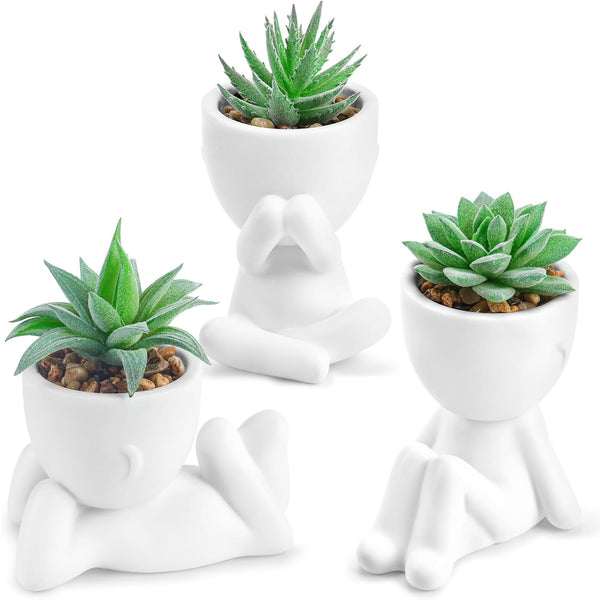 Miracliy 3 Pack Fake Plants Artificial Succulents Plants for Room Bathroom Home Office Desk Accessories Decor