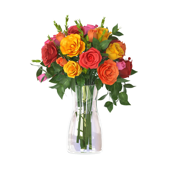 Miracliy Glass Flower Vase Iridescent Vase for Flowers Bouquet Decorative Vase for Home Decor, Centerpiece, Gift (4.5¡Á8 Inch, Iridescent)