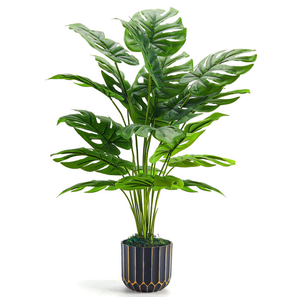 Miracliy Fake Plants Tall 28'' Artificial Monstera Faux Plants Indoor for Living Room Home House Decor
