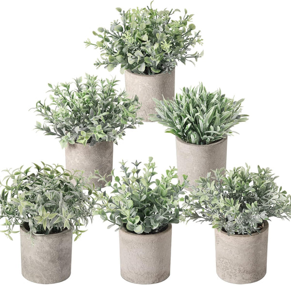 Miracliy 6pcs Mini Fake Plants Artificial Potted Plants Desk Plants for Home Office Farmhouse Bathroom Bedroom Decor