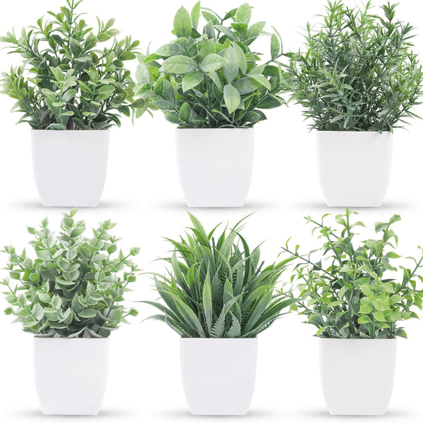 Miracliy 6 Pack Fake Plants Small Artificial Plants Faux Plants Indoor for Home Bathroom Bedroom Living Room Classroom Decor