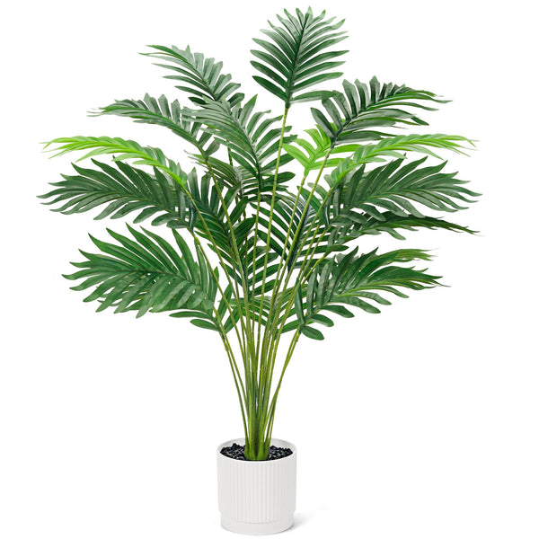 Miracliy 28'' Artificial Palm Tree Large Fake Tropical Faux Plants Indoor and Outdoor for Home Bathroom Porch Outside Patio Decor (White Pot)