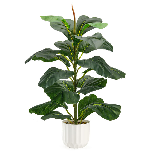 Miracliy 24'' Fake Plants Fiddle Leaf Fig Tree Artificial Ficus Lyrata Faux Plant with 18 Leaves for Living Room Balcony Bedroom Home Indoor Decor