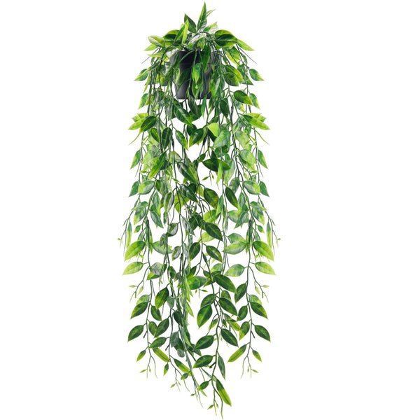 Miracliy 1 Pack Fake Hanging Plants Small Artificial Plants Faux Pea Pod Plants Indoor for Aesthetic Living Room Office Shelf Decor