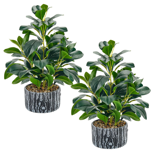 Miracliy 2 Pack Fake Plants Artificial Plants Indoor with Black and White Striped Pots for Room Home Bathroom Bedroom Kitchen Decor