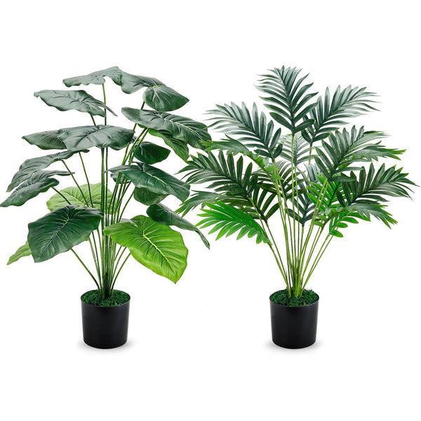 Miracliy 28'' Fake Plants Large Artificial Plam Tree and Faux Dishgyi Plants Indoor Tall for Room Home Bathroom Farmhouse Outdoor Decor