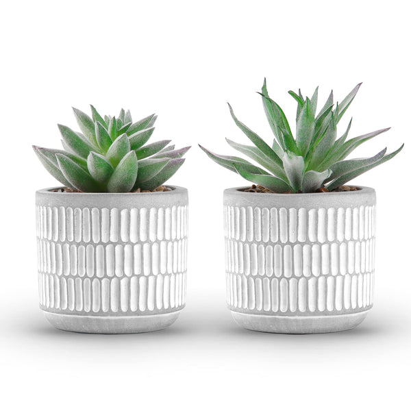 Miracliy Set of 2 Succulents Plants Artificial Fake Plants for Living Room Bathroom Bedroom Aesthetic Home Shelf Decor