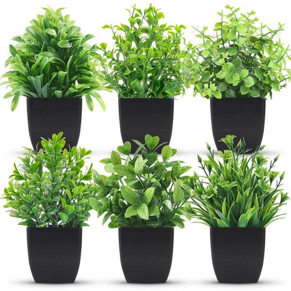 Miracliy 6 Pack Fake Plants Mini Artificial Plants for Home Office Farmhouse Bathroom Shelf Decor Indoor