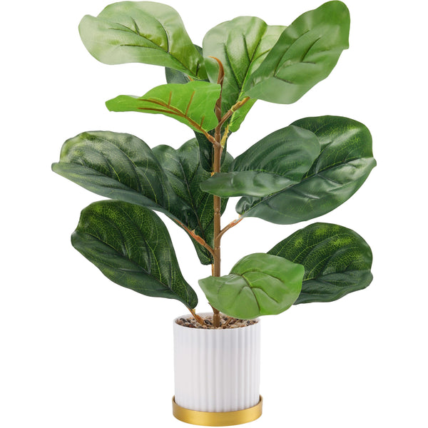 Miracliy 18.3'' Fake Plants Faux Potted Plants Indoor Artificial Fiddle Leaf Fig Tree for Home Office Living Room Decor Aesthetic