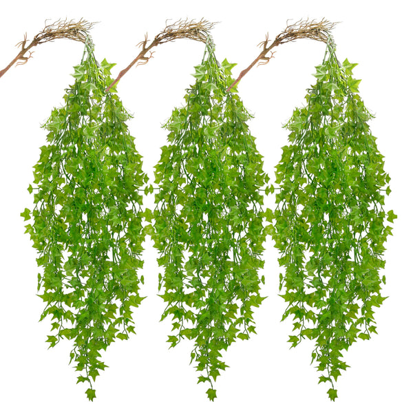 Miracliy 3Pcs Fake Plants Hanging 46.4'' Faux Ivy Vine Uv Resistant Artificial Outdoor Plants for Rome Home Indoor Patio Balcony Porch Wall Decor