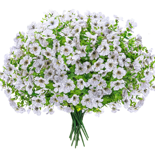 Miracliy 12 Bundles Artificial Flowers for Outdoors Fake Flowers Plants Spring Summer Decoration UV Resistant for Outside Home Porch Patio Garden Decor