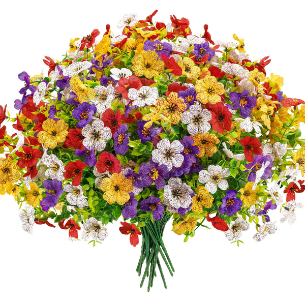 Miracliy 12 Bundles Artificial Flowers for Outdoors Fake Flowers Plants Spring Decoration Silk Colorful Daisy UV Resistant for Home Porch Garden Decor