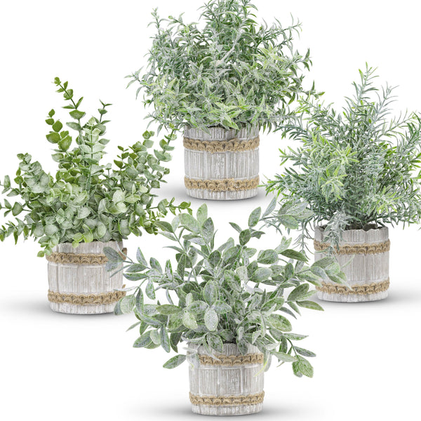 Miracliy 4 Pack Small Fake Plants Indoor Mini Artificial Plants for Home Office Farmhouse Decor Bathroom Bedroom Kitchen Desk Decor