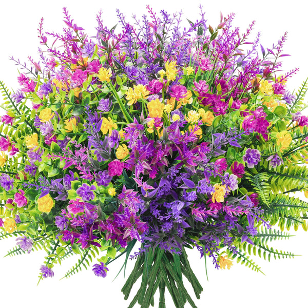 Miracliy 20 Bundles Fake Flowers Spring Artificial Flowers for Outdoors UV Resistant for Garden Patio Porch Farmhouse Home Window Box Decor£¨Colourful£©