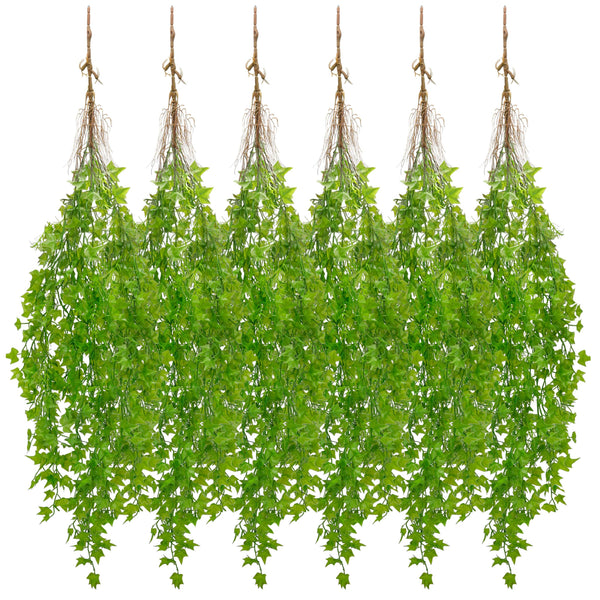 Miracliy 6Pcs Fake Plants Hanging 46.4'' Faux Ivy Vine Uv Resistant Artificial Outdoor Plants for Rome Home Indoor Patio Balcony Porch Wall Decor